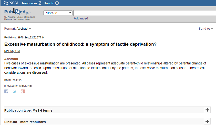 study children masturbation symptom of tactile deprivation